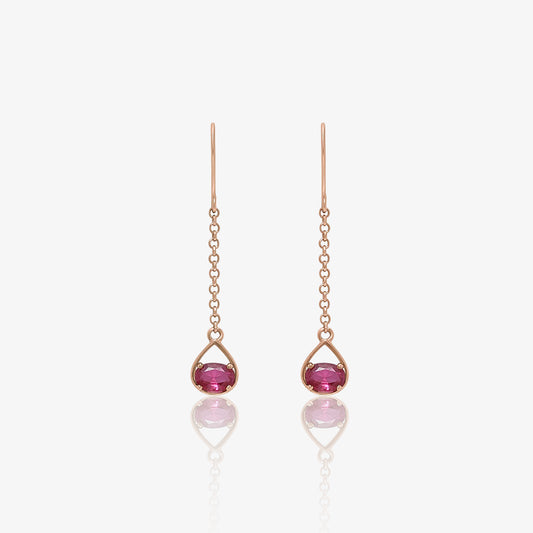 Pure Silver Earrings - Enlighted With Rose Gold Ruby