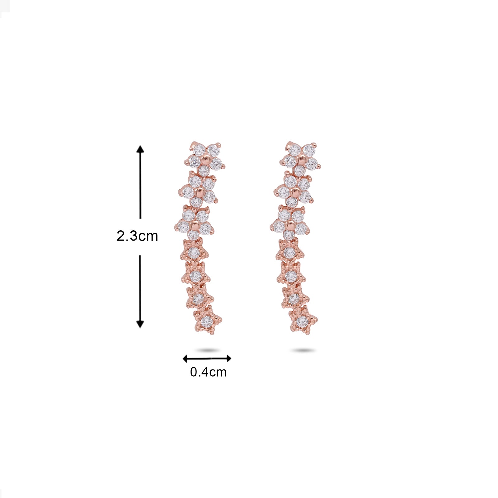 Rose Gold Silver Floral Star Ear Cuffs for Women - Tweov Jewels