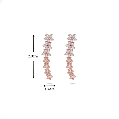 Rose Gold Silver Floral Star Ear Cuffs for Women - Tweov Jewels