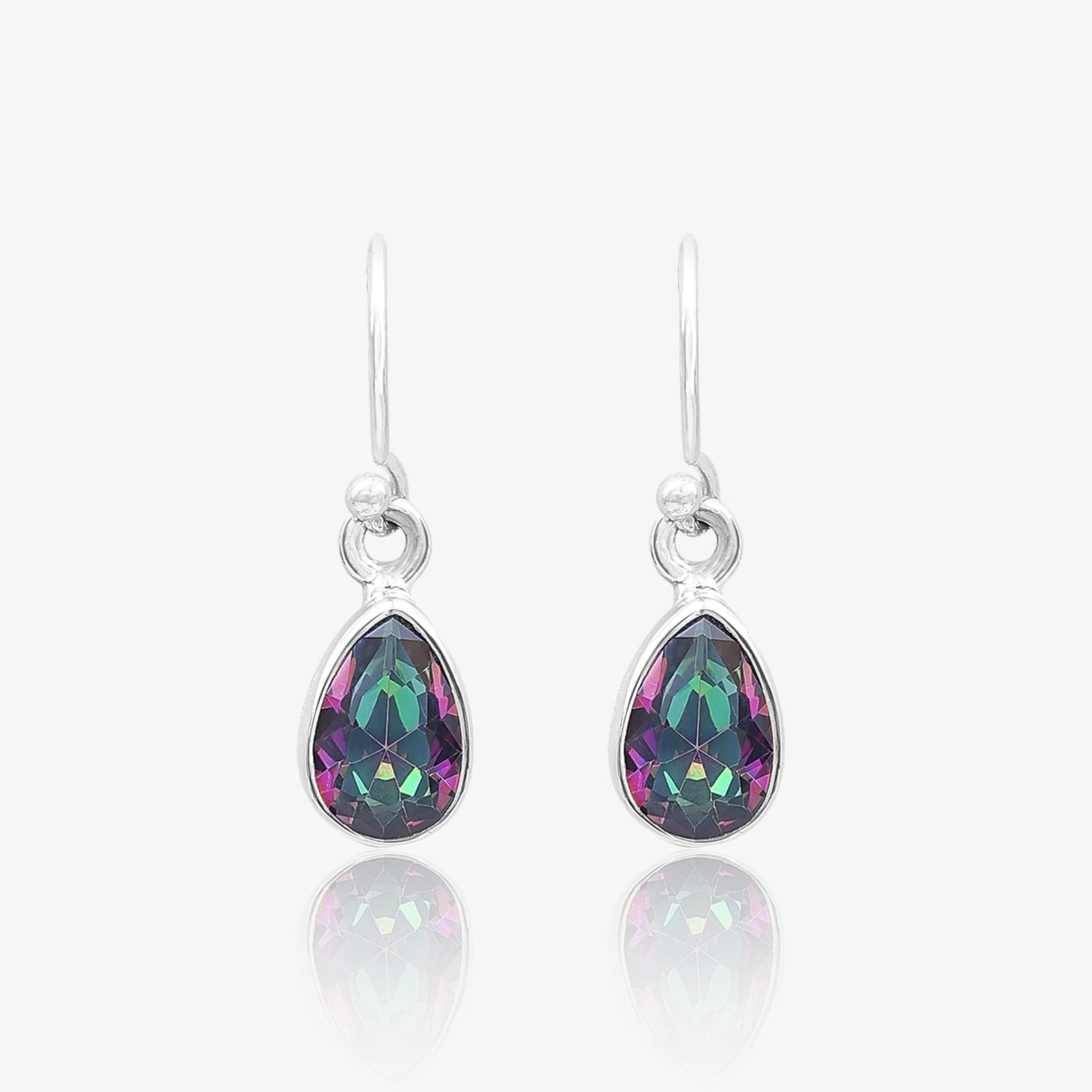 Drop Shape Rainbow Mystic Topaz Silver Earrings