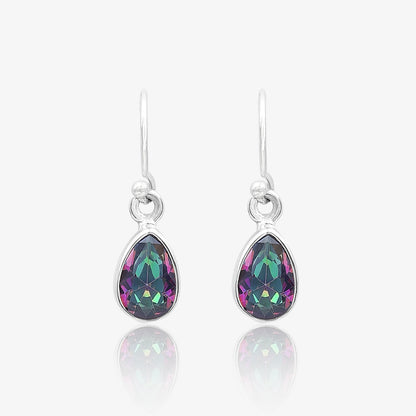 Drop Shape Rainbow Mystic Topaz Silver Earrings