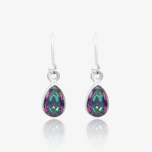 Drop Shape Rainbow Mystic Topaz Silver Earrings
