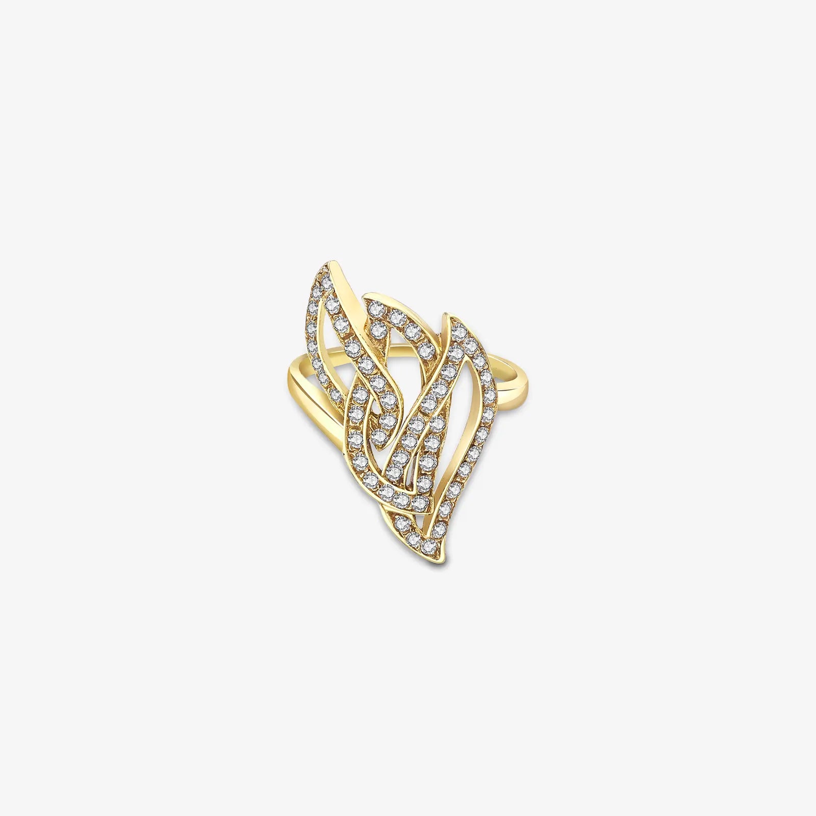 Gold Plated CZ Dream Leaf Ring - Tweov Jewels