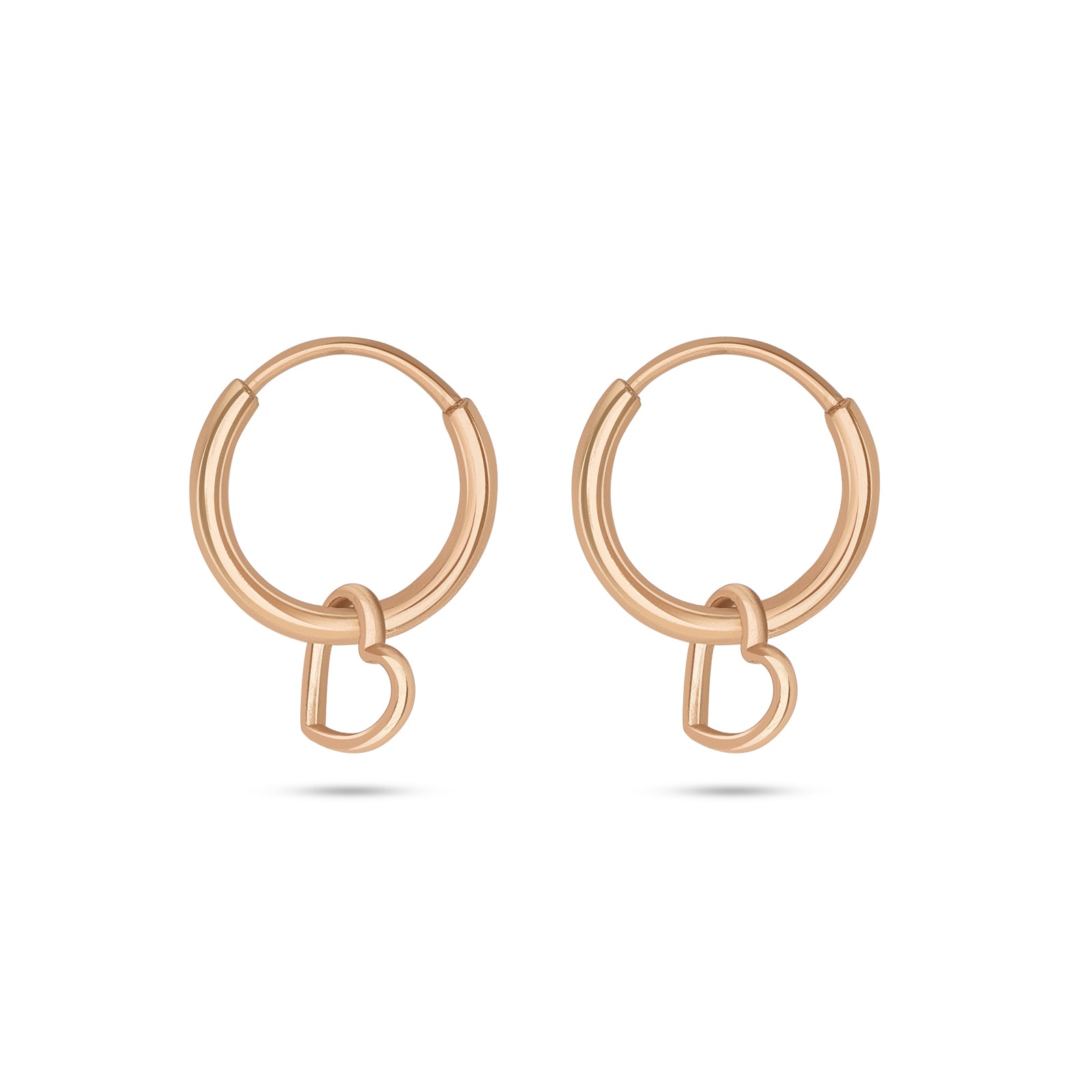 Pure 925 Silver Rose Gold Earrings - Heart-in Loop Ring Model - Tweov Jewels