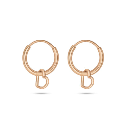 Pure 925 Silver Rose Gold Earrings - Heart-in Loop Ring Model - Tweov Jewels