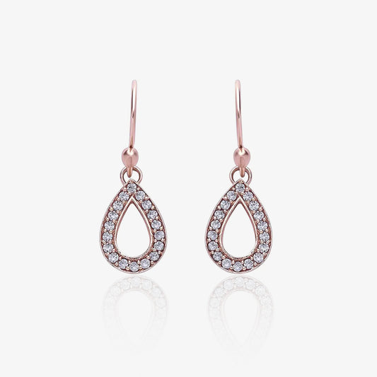 Rose Gold-Plated Silver CZ Raindrop Dangle Earrings - Tweov Jewels
