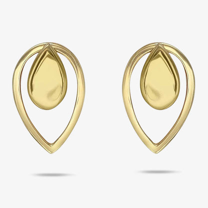 Pure Silver Earrings - 2 in 1 Dew Drop Model With Gold Finish - Tweov Jewels
