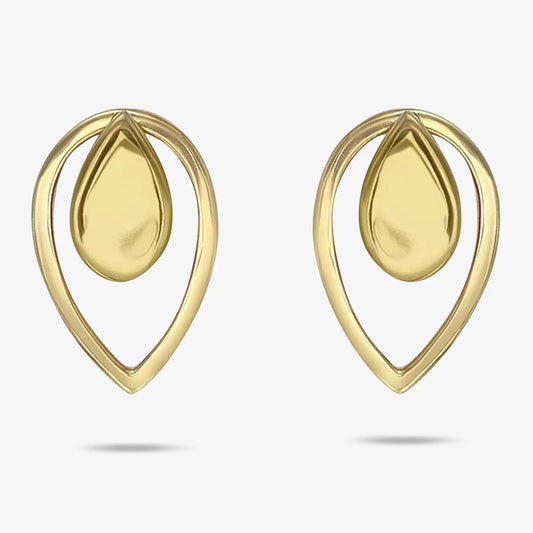 Pure Silver Earrings - 2 in 1 Dew Drop Model With Gold Finish - Tweov Jewels