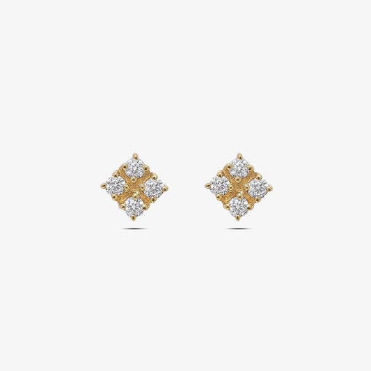 Gold Plated Square Designer Silver Stud Earrings - Tweov Jewels
