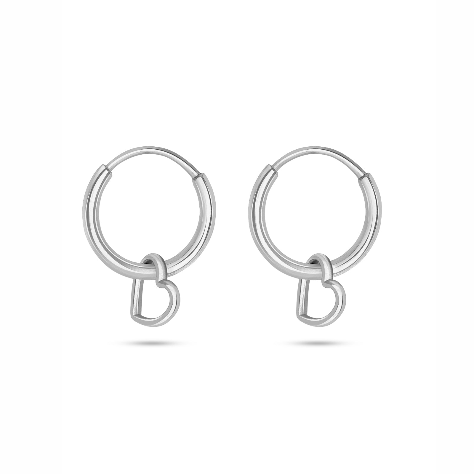 Pure 925 Silver Earrings - Heart-in Loop Ring Model - Tweov Jewels