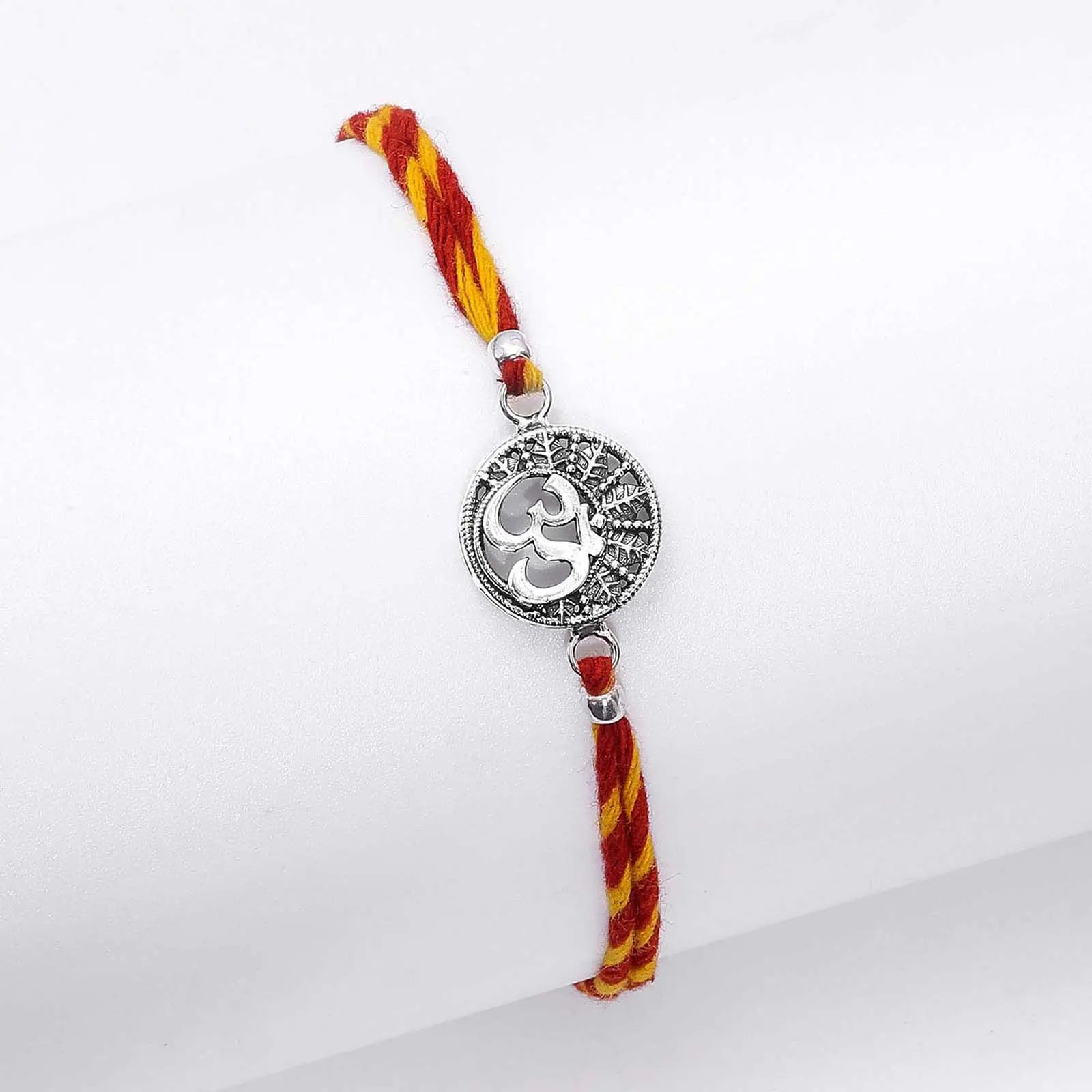 Designer Om Silver Rakhi for Brother - Tweov Jewels