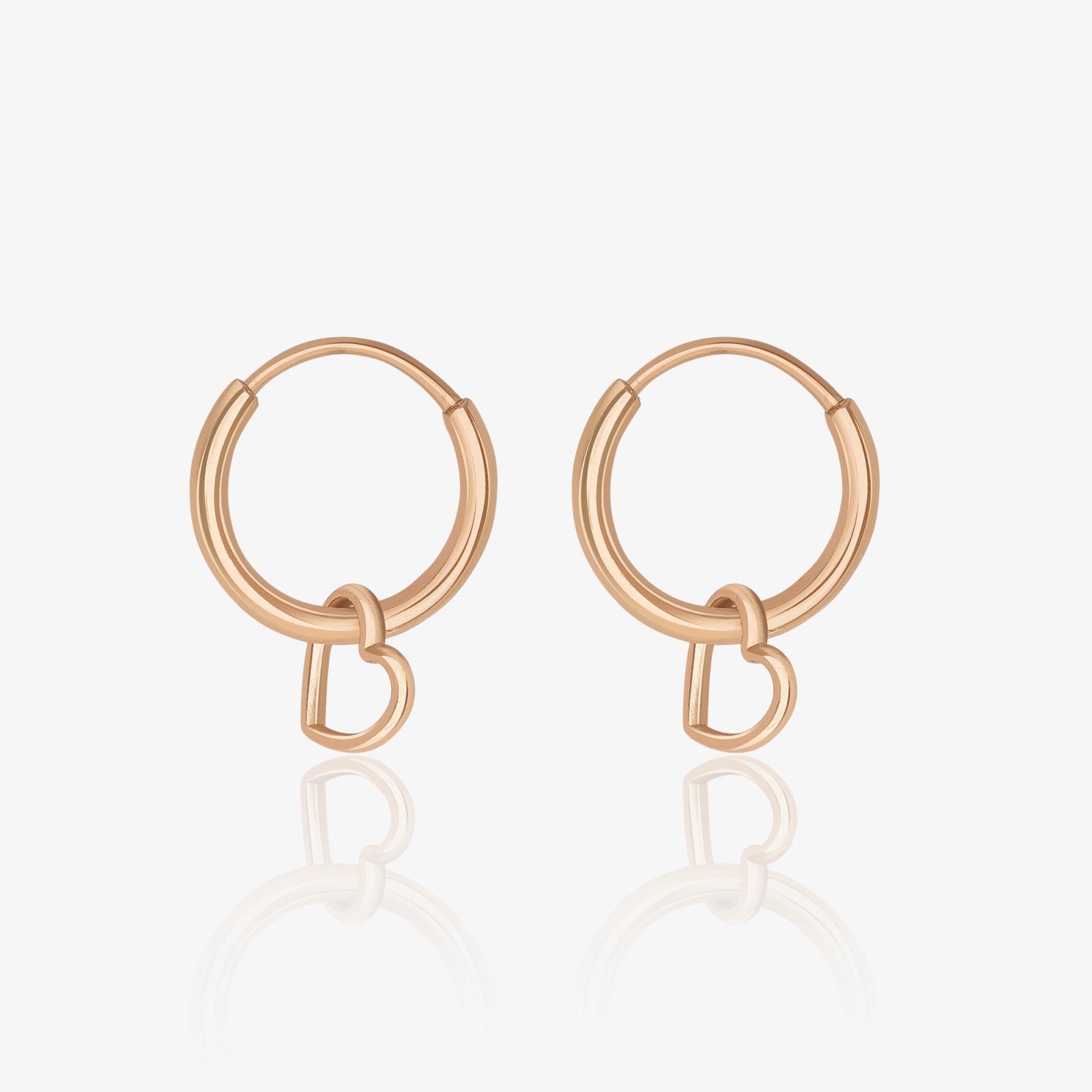 Rose Gold Heart Silver Hoop Earrings - Tweov Jewels