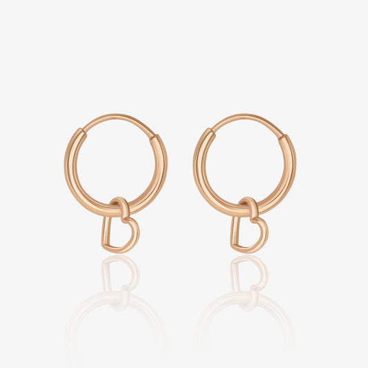Rose Gold Heart Silver Hoop Earrings