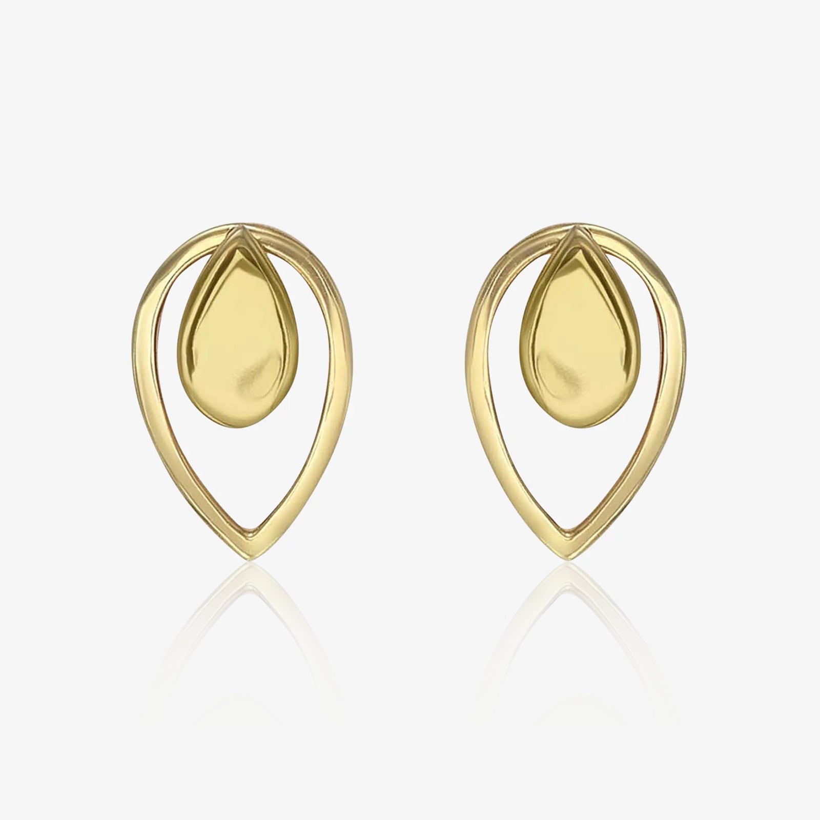 Pure Silver Earrings - 2 in 1 Dew Drop Model With Gold Finish - Tweov Jewels