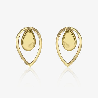 Pure Silver Earrings - 2 in 1 Dew Drop Model With Gold Finish - Tweov Jewels