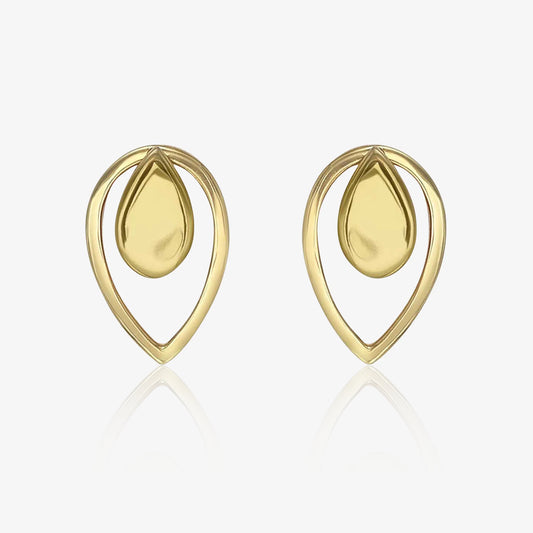 Pure Silver Earrings - 2 in 1 Dew Drop Model With Gold Finish - Tweov Jewels