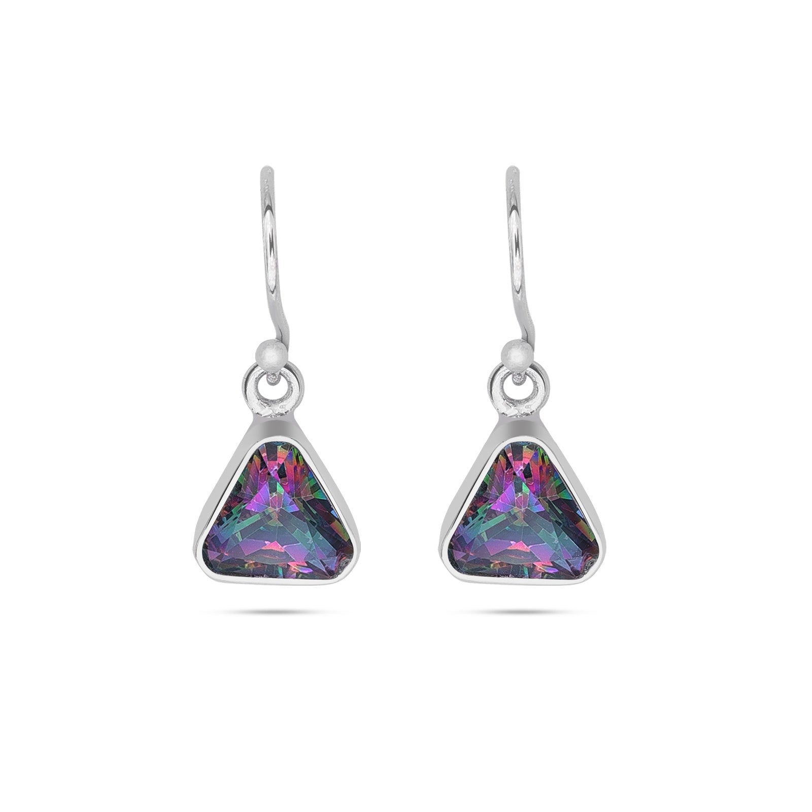 Pure Silver Earrings - Triangle-Shaped Swarovski Crystal Hoop Model - Tweov Jewels