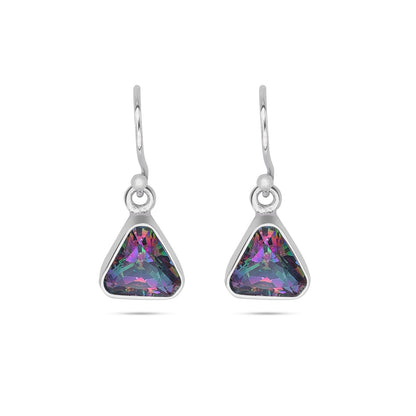 Pure Silver Earrings - Triangle-Shaped Swarovski Crystal Hoop Model - Tweov Jewels