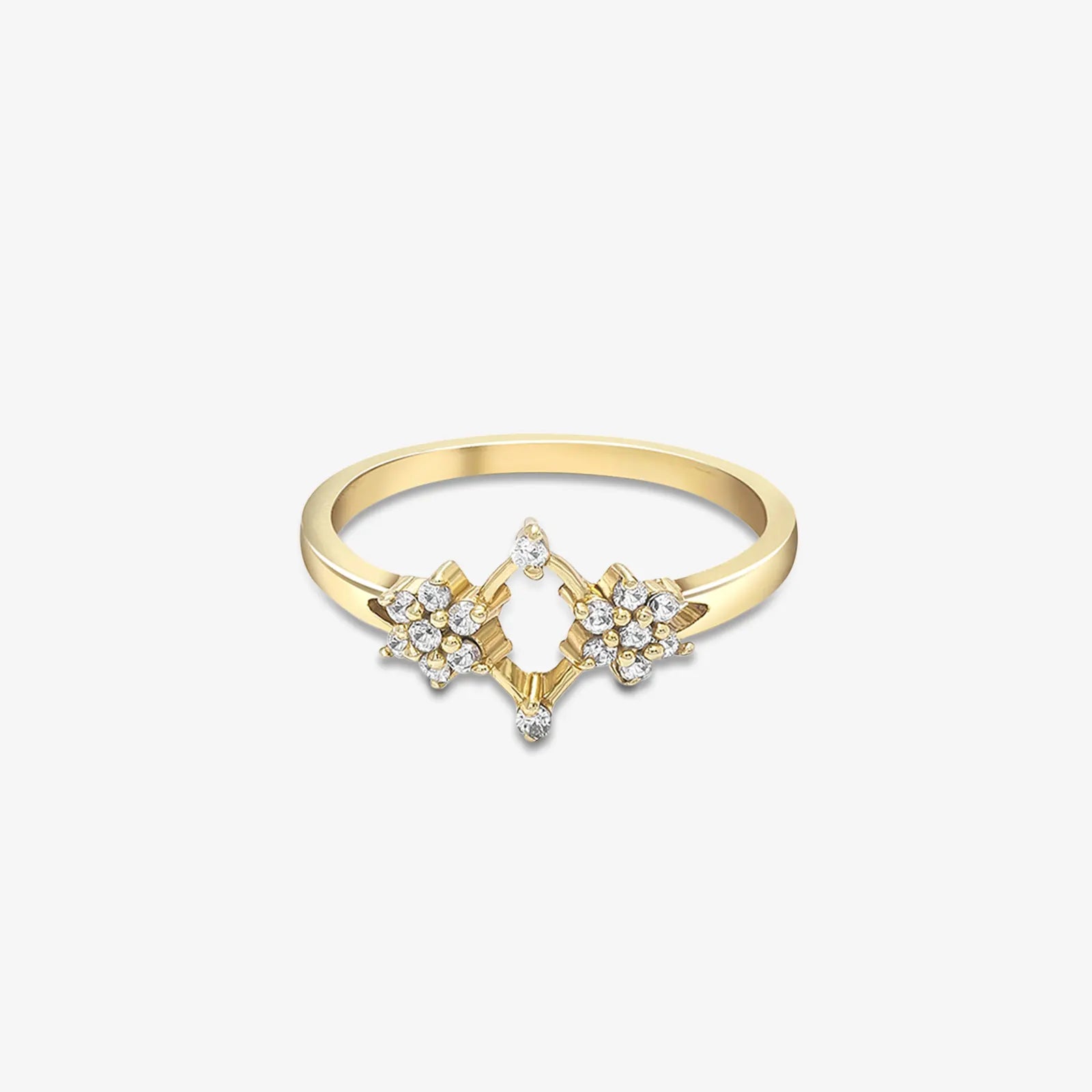 Gold Plated Silver Duo Flower Ring - Tweov Jewels