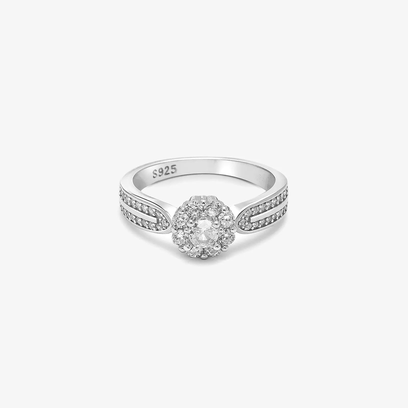 CZ Halo Split-Shank Ring for Women