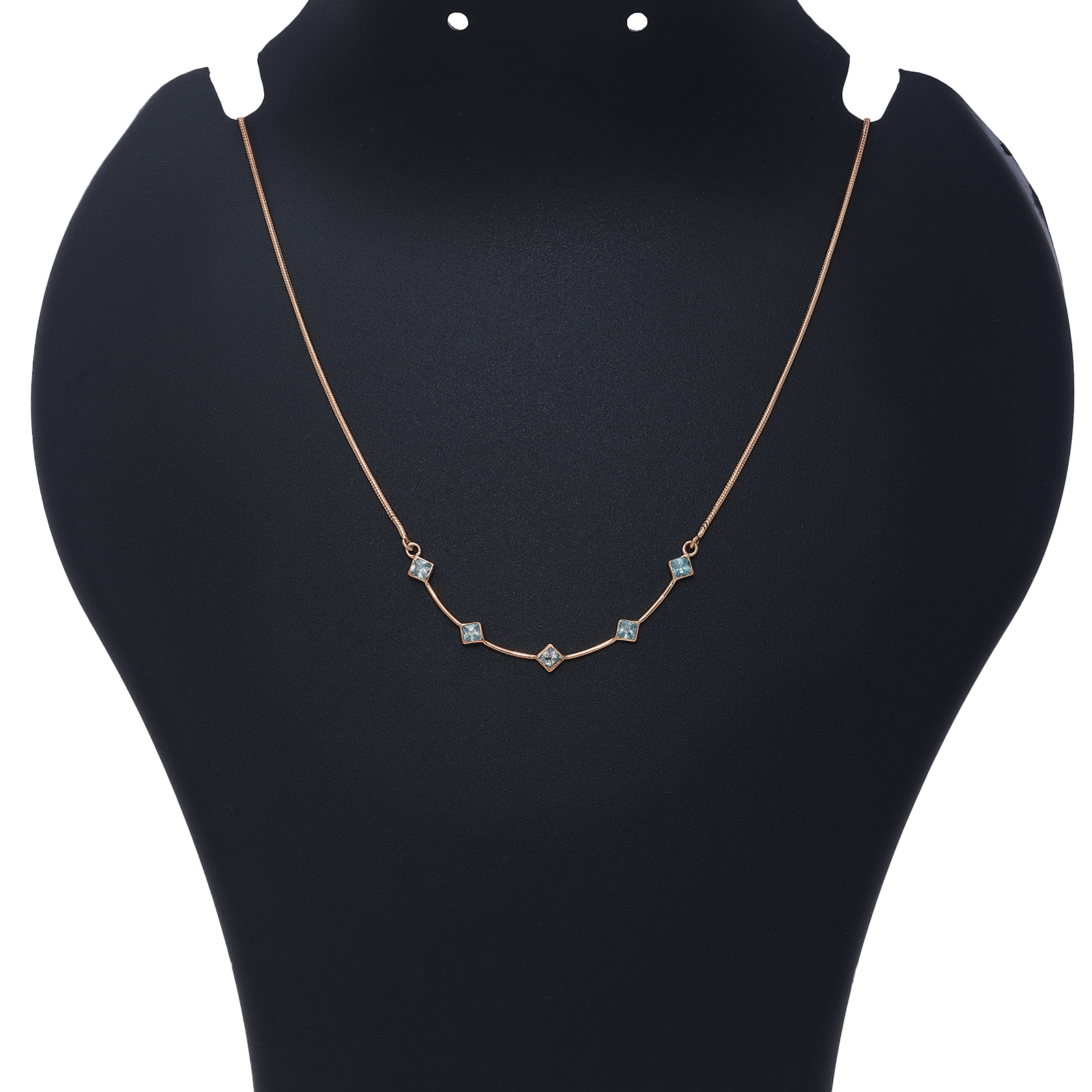 Pure Silver Necklace - Blue Sapphires Luck in Rose Gold - Tweov Jewels