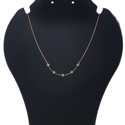 Pure Silver Necklace - Blue Sapphires Luck in Rose Gold - Tweov Jewels