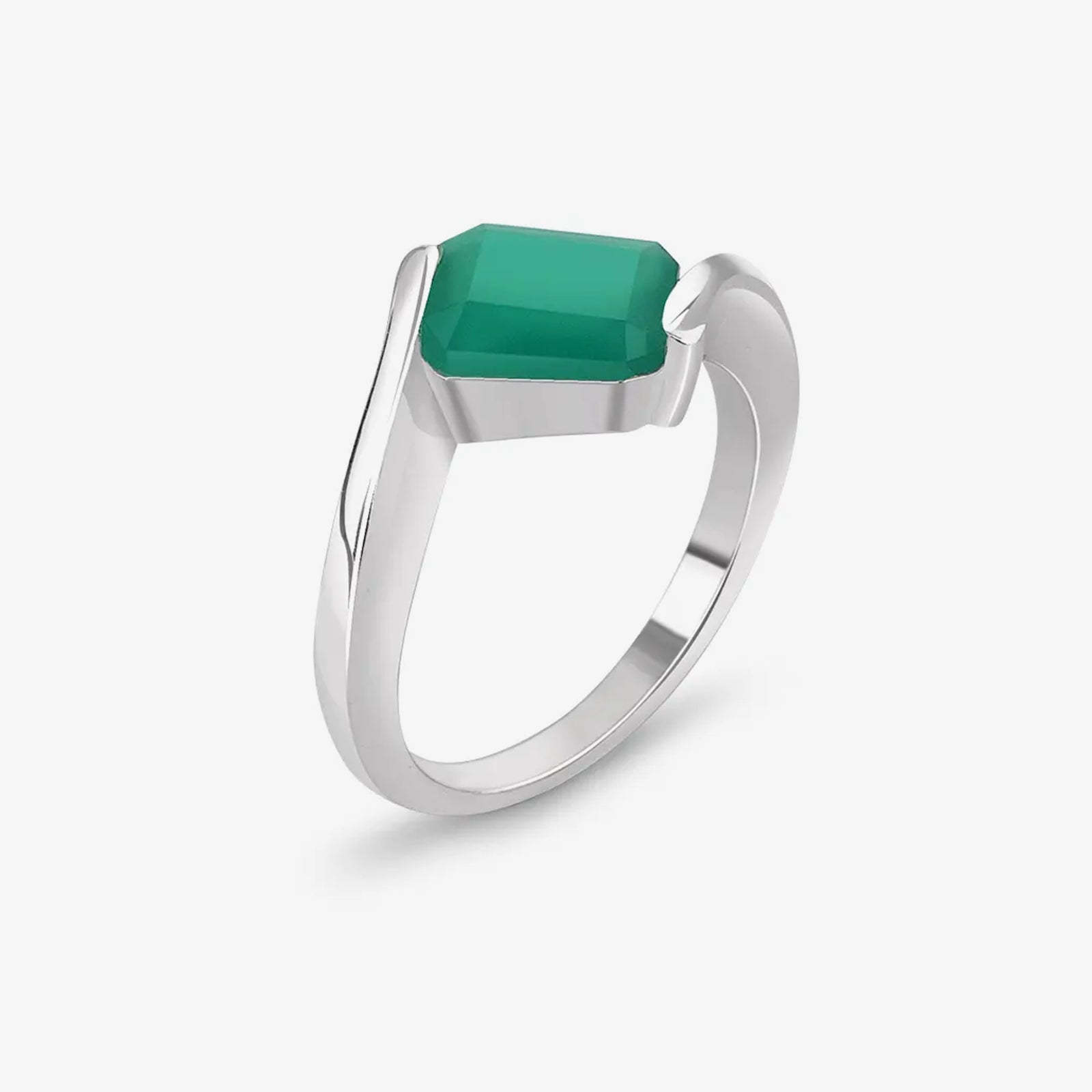 Silver Green Stone Ring