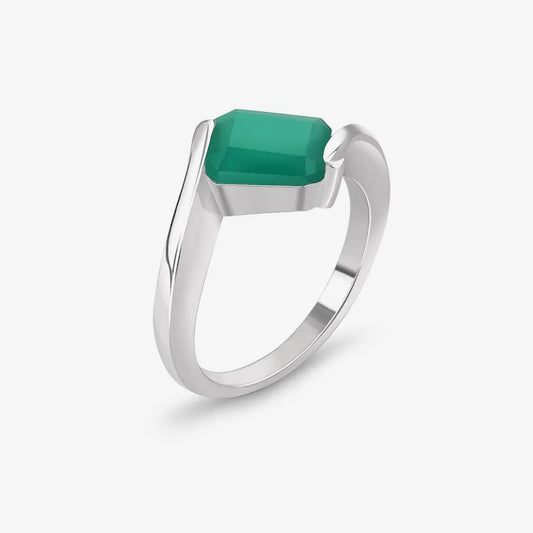 Silver Green Stone Ring