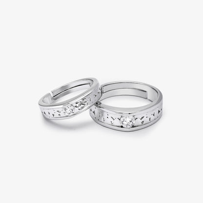 Shard Texture Couple Rings for Men & Women – 925 Sterling Silver Rhodium Plated