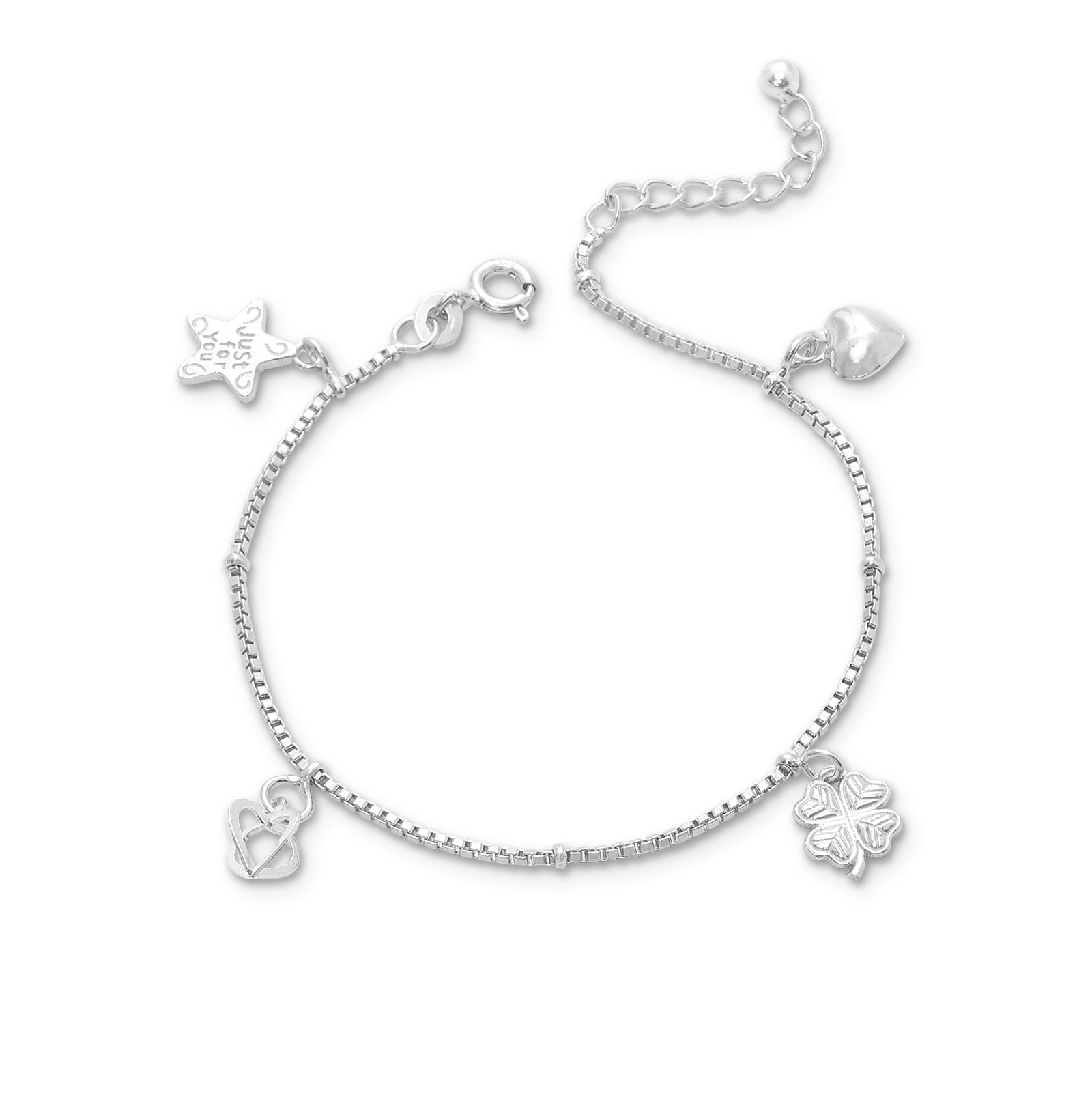 925 Sterling Silver Good Luck Bracelet - Lucky Charm - Tweov Jewels