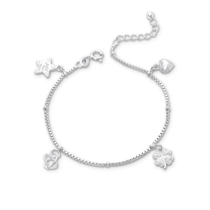 925 Sterling Silver Good Luck Bracelet - Lucky Charm - Tweov Jewels