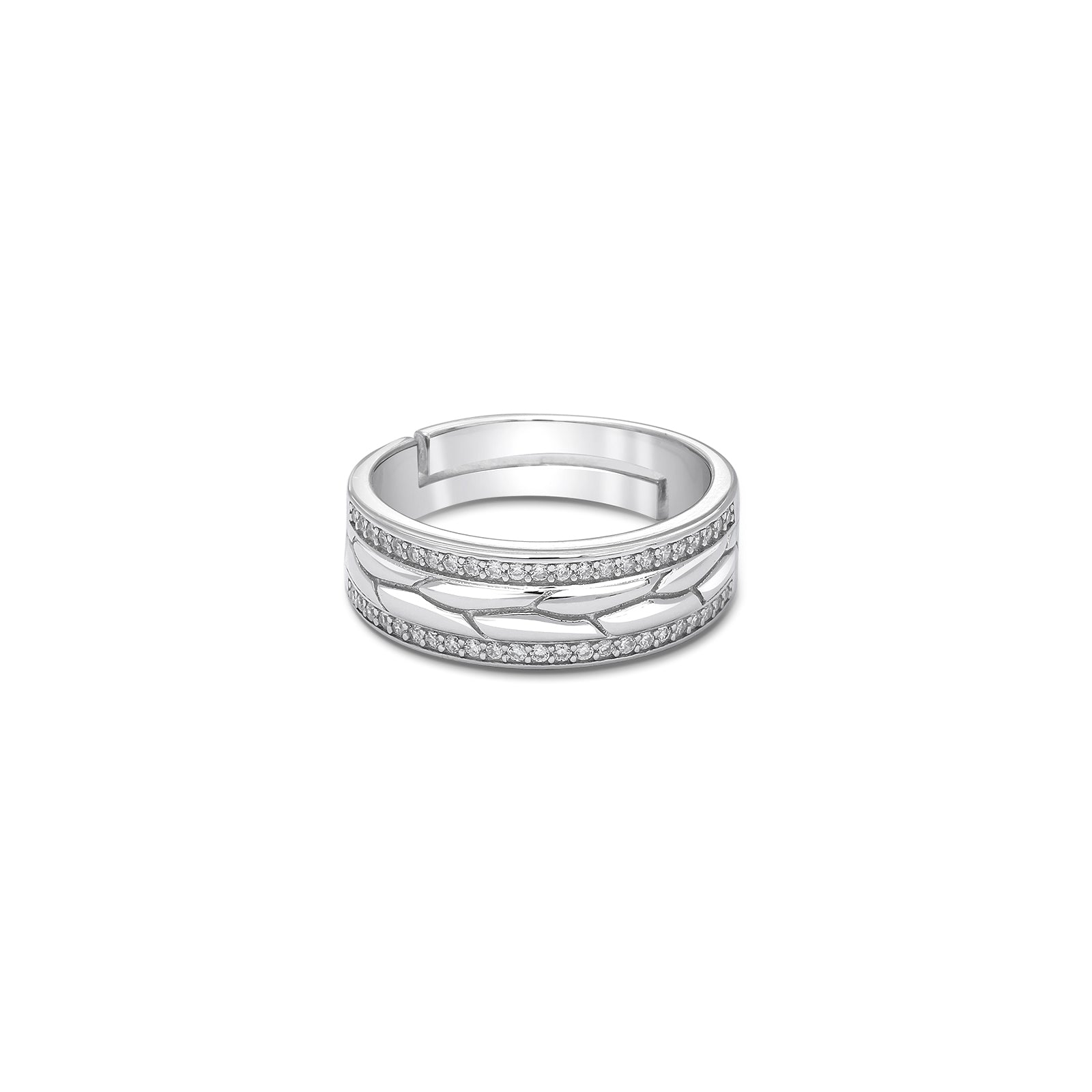 Dual Layered CZ Silver Ring for Men