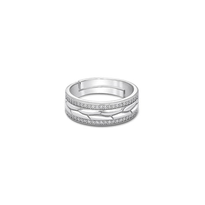 Dual Layered CZ Silver Ring for Men