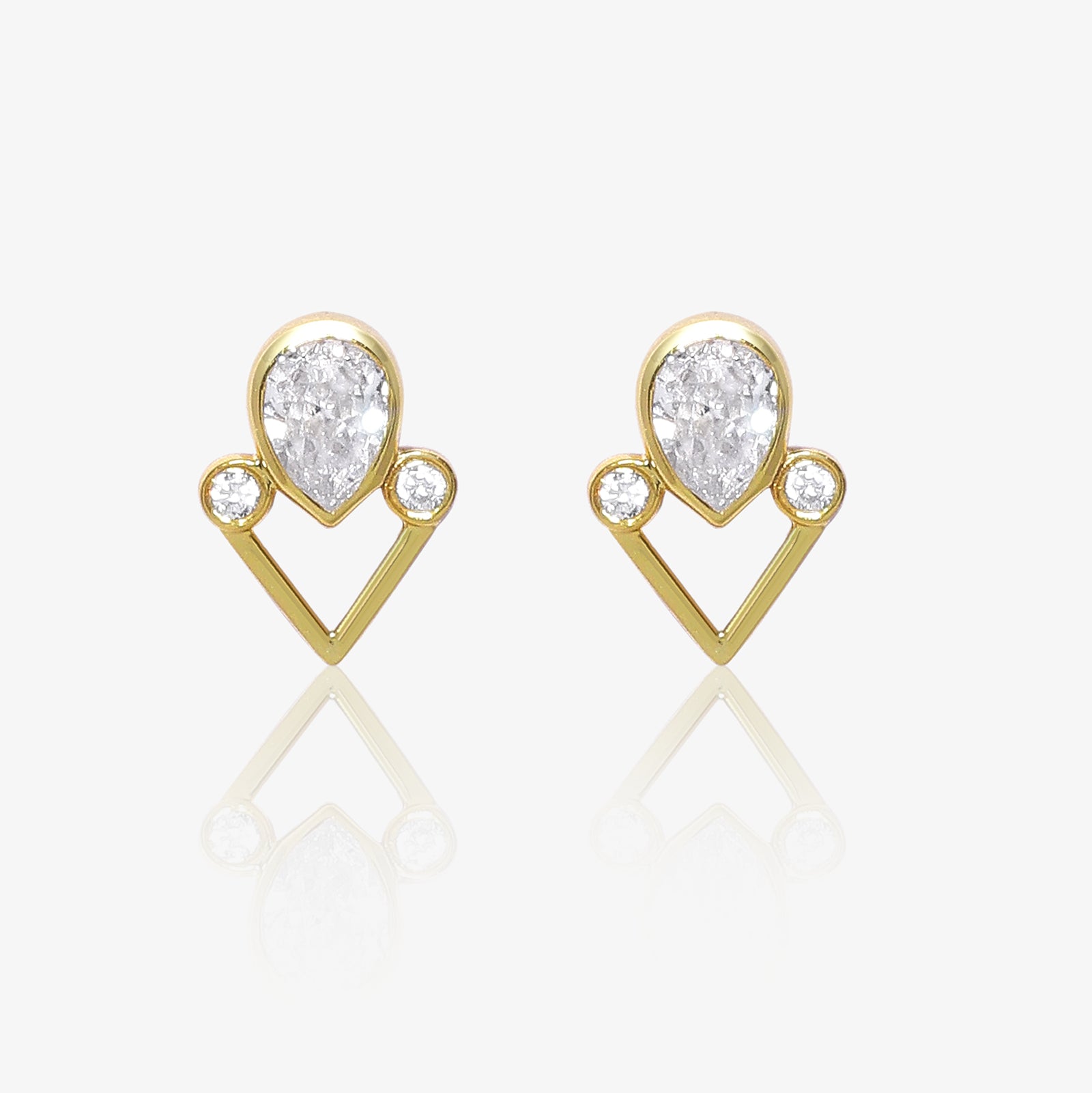 Gold Plated Dewdrop Silver Stud Earrings