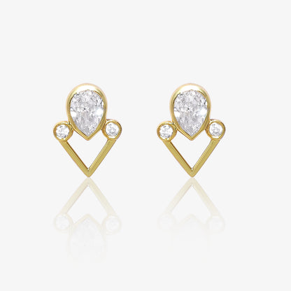Gold Plated Dewdrop Silver Stud Earrings