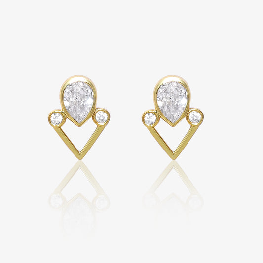 Gold Plated Dewdrop Silver Stud Earrings