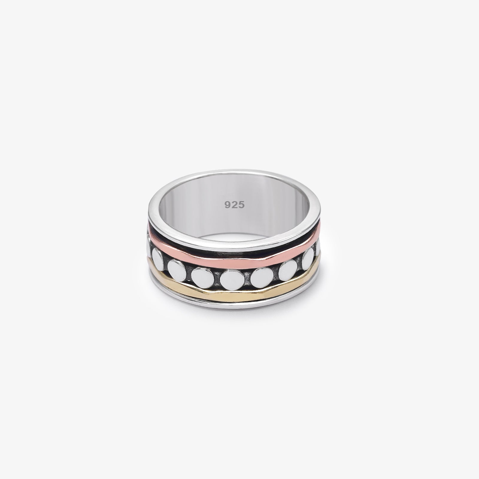 Multitoned Design Silver Band Ring