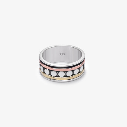 Multitoned Design Silver Band Ring