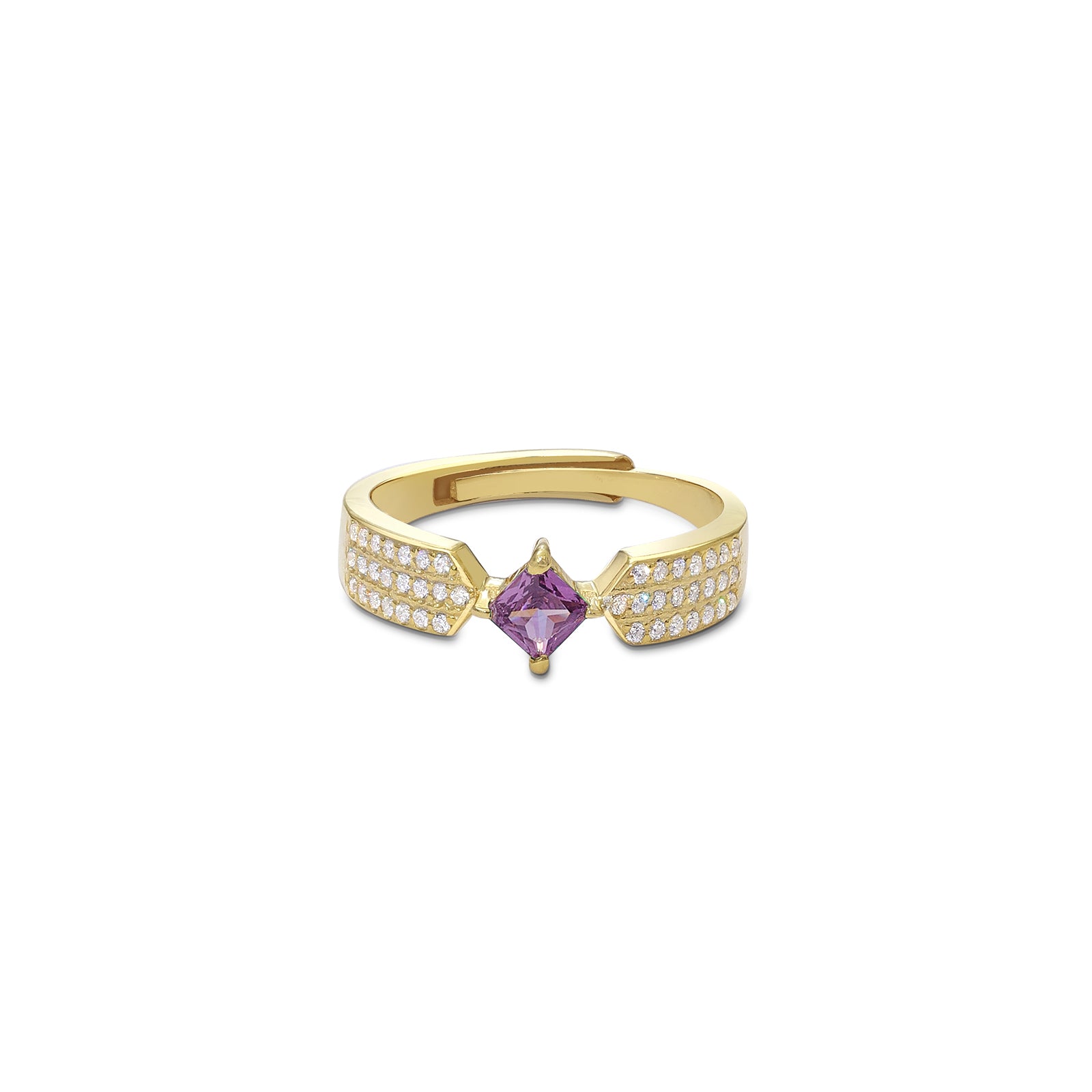 Pure Silver Ring - CZ Elegance With Purple Stone Charm - Tweov Jewels