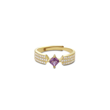 Pure Silver Ring - CZ Elegance With Purple Stone Charm - Tweov Jewels