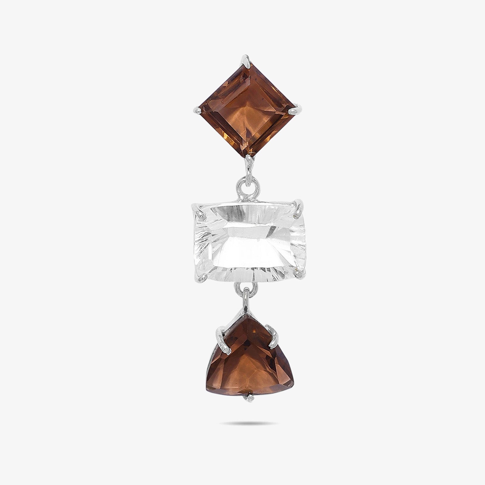 Multicut Brown AD Stone Silver Earrings - Tweov Jewels