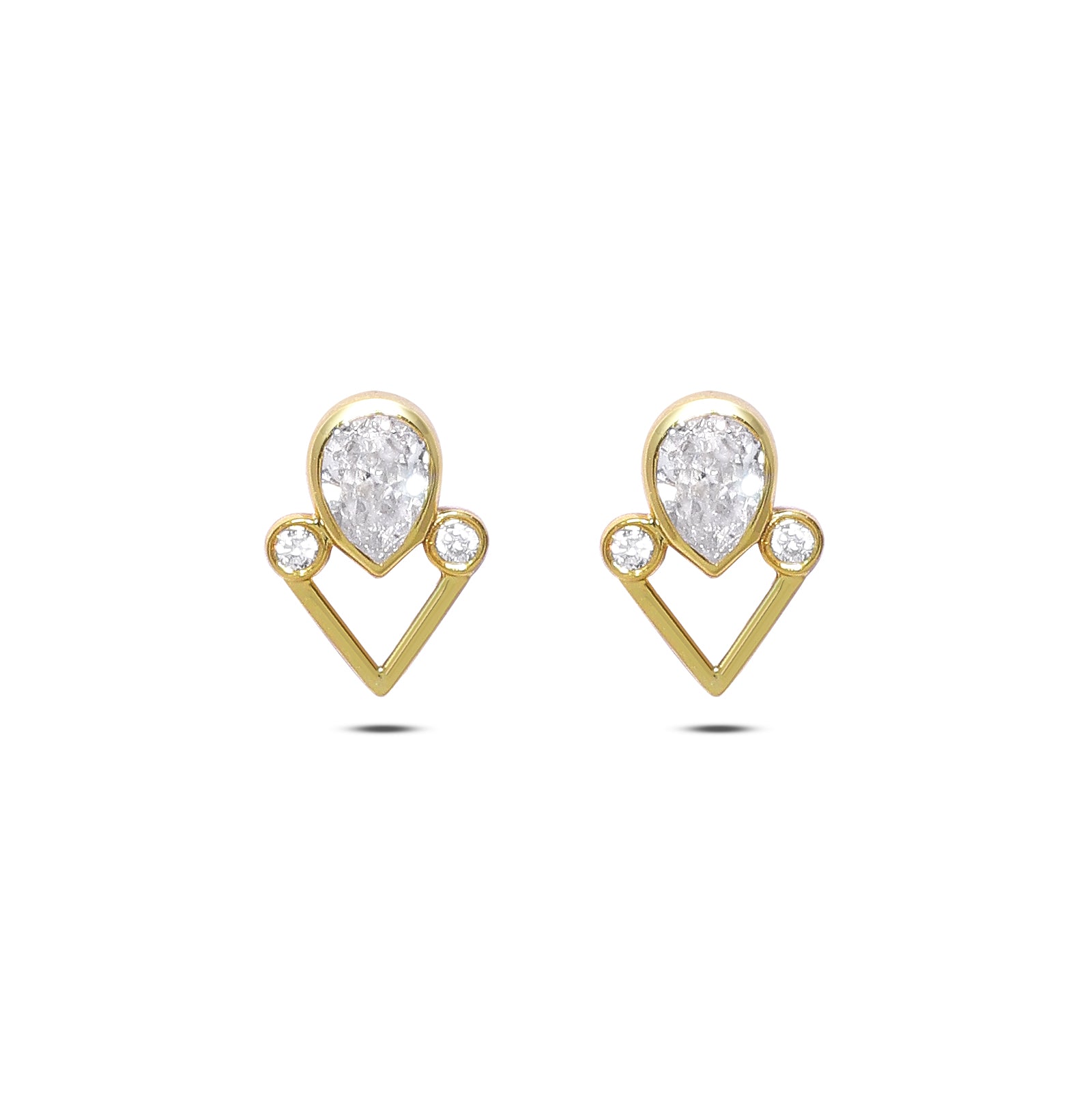 Pure Silver Earrings - Dew Drop in Zirconia Heart - Tweov Jewels