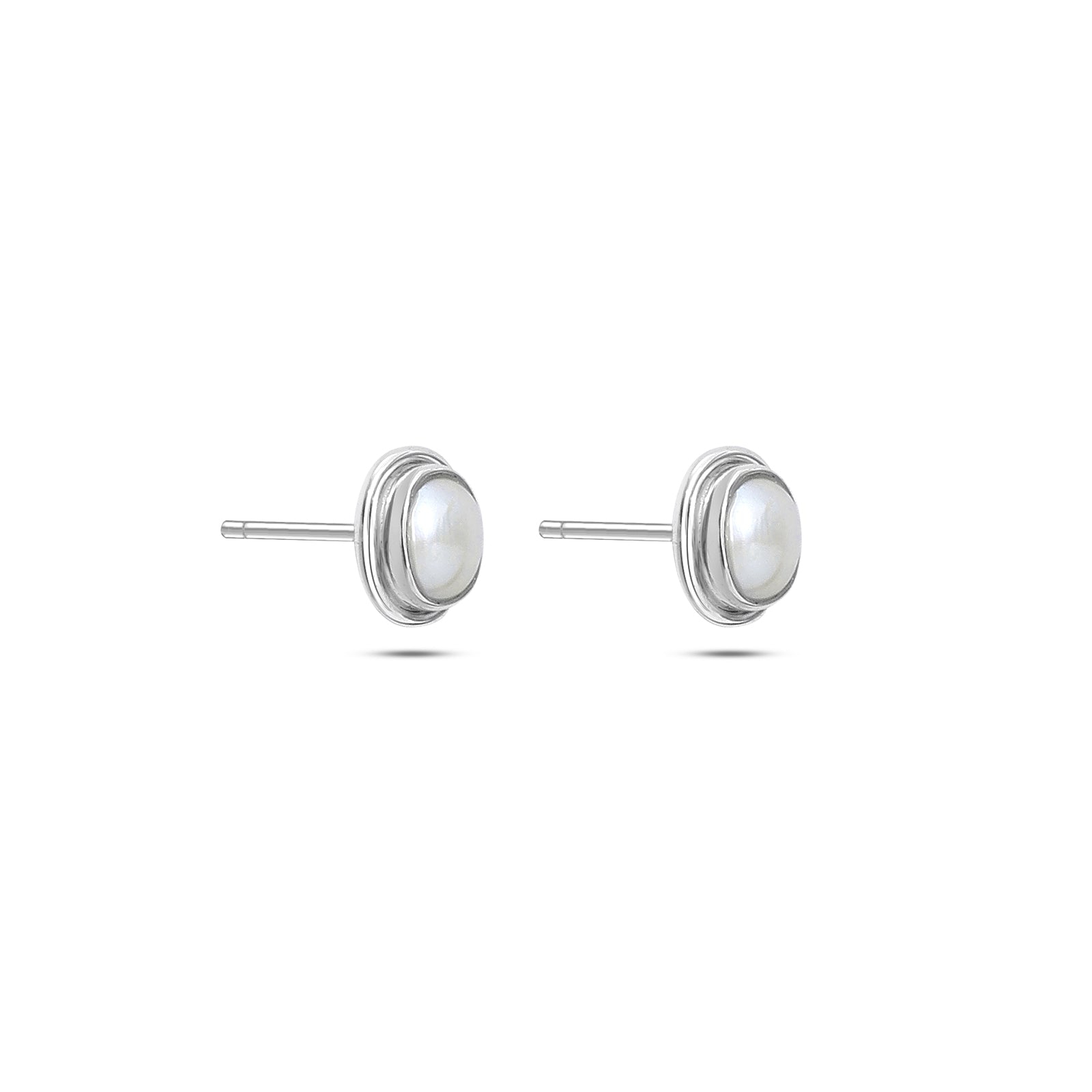 Pure Silver Earrings - Timeless Classic Oval Pearl - Tweov Jewels