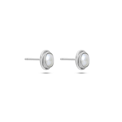 Pure Silver Earrings - Timeless Classic Oval Pearl - Tweov Jewels