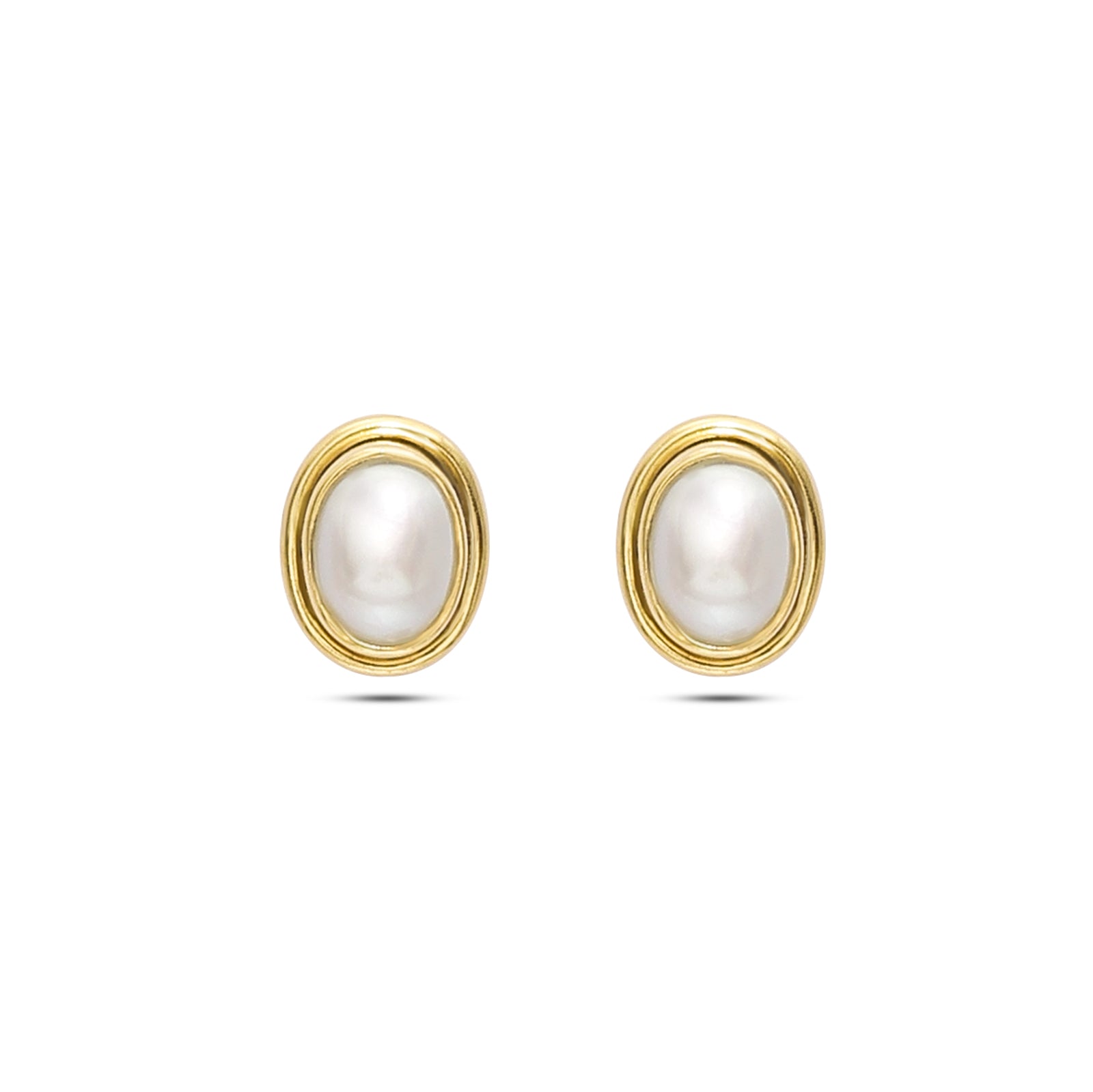 Pure Silver Earrings - Gleaming Gold-Plated Pearl Stud - Tweov Jewels