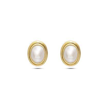 Pure Silver Earrings - Gleaming Gold-Plated Pearl Stud - Tweov Jewels