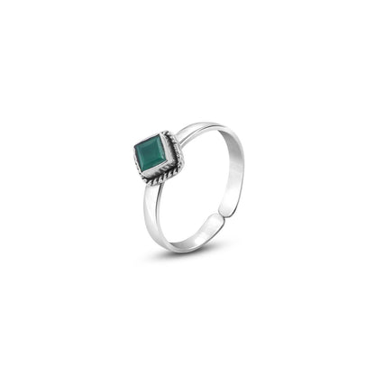 Silver Green Emerald Cut Toe Ring