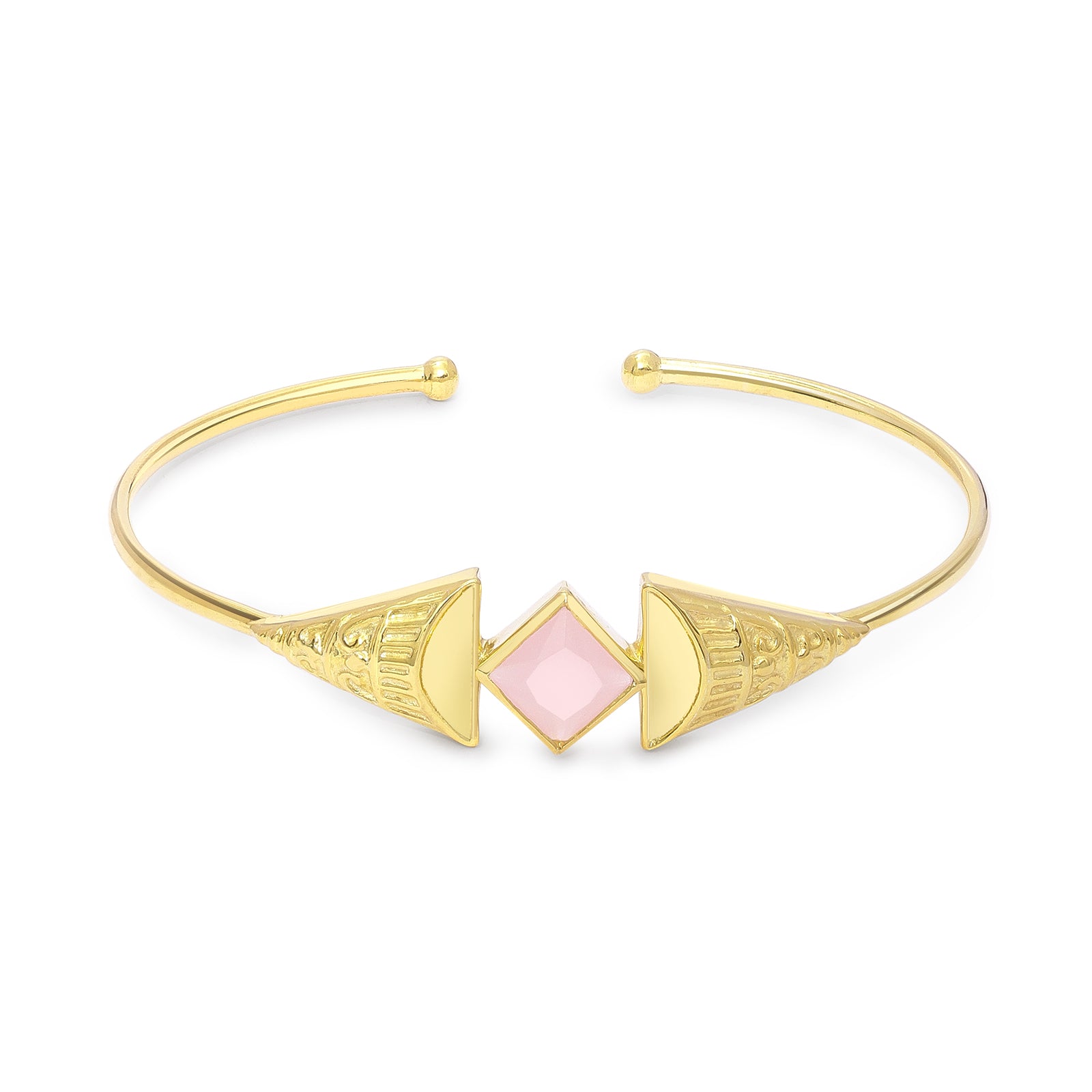 Gold Plated Opal Stone Sterling Silver Cuff bracelet - Tweov Jewels