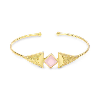 Gold Plated Opal Stone Sterling Silver Cuff bracelet - Tweov Jewels