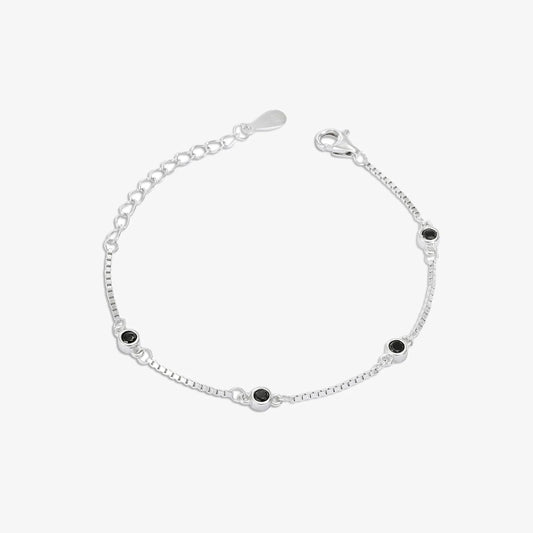 Silver Black Stone Box Chain Bracelet - Tweov Jewels